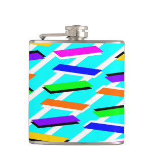 Spunky Neon  Turquise Retro Vibes Fun Abstract Hip Flask