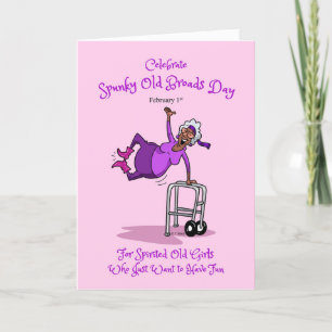 Spunky Old Broads Day February 1st Black Lady Holiday Card