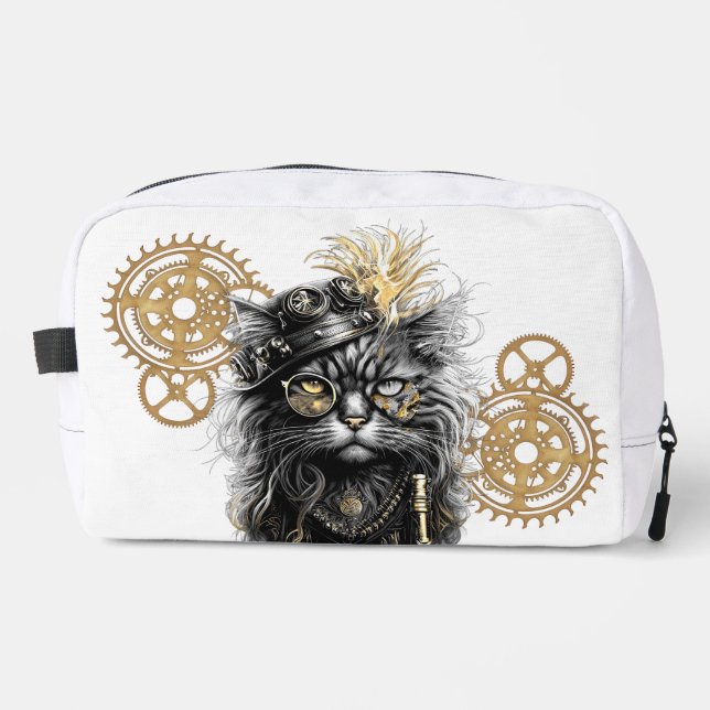 Spunky Paws The Funky Steampunk Cat  Dopp Kit (Front)