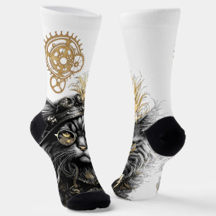 Spunky Paws The Funky Steampunk Cat  Socks