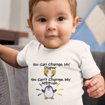 Spunky Penguin with Attitude Baby Bodysuit