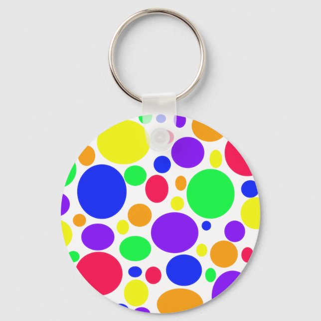 Spunky Spots in Rainbow Colours on a Key Ring (Front)