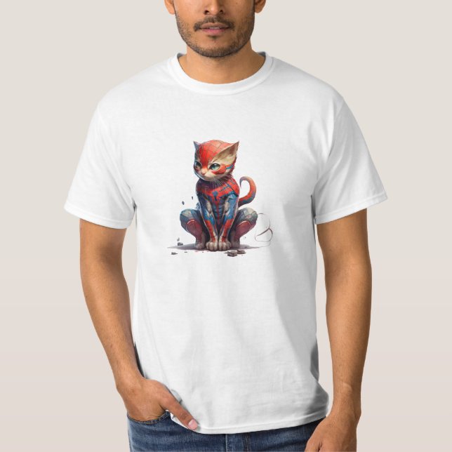 Spunky Superhero: Spy Web-Slinging Cat T T-Shirt (Front)