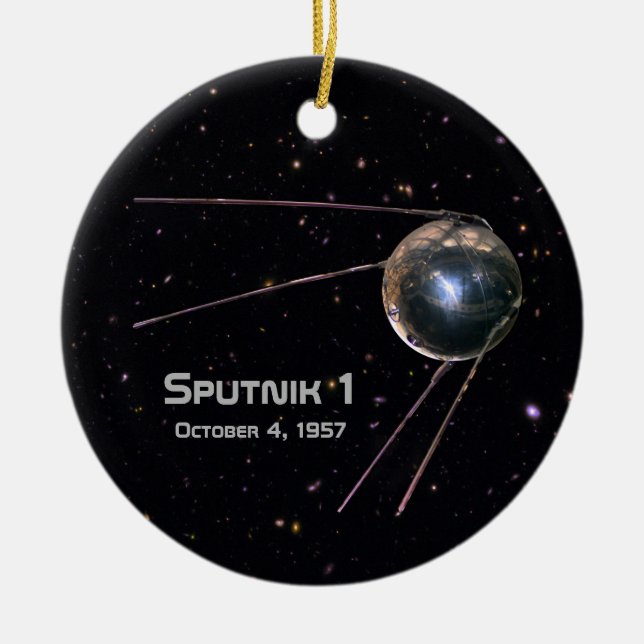 Sputnik 1 Earth Satellite Ceramic Tree Decoration (Front)