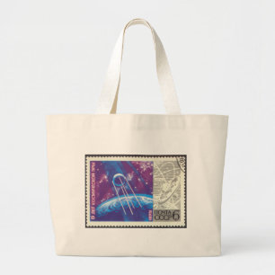 Sputnik 1 Russian Space Science 15 Years Large Tote Bag