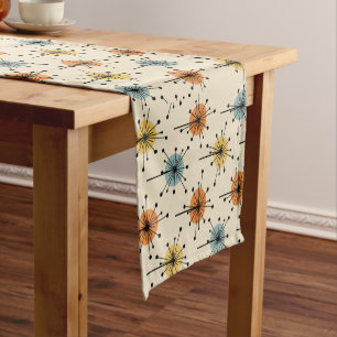 Sputnik Starburst Flowers Retro Short Table Runner