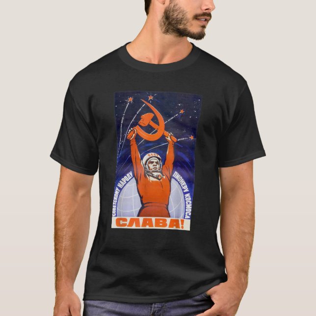 Sputnik Vostok Soviet Space Program Gagarin Rocket T-Shirt (Front)