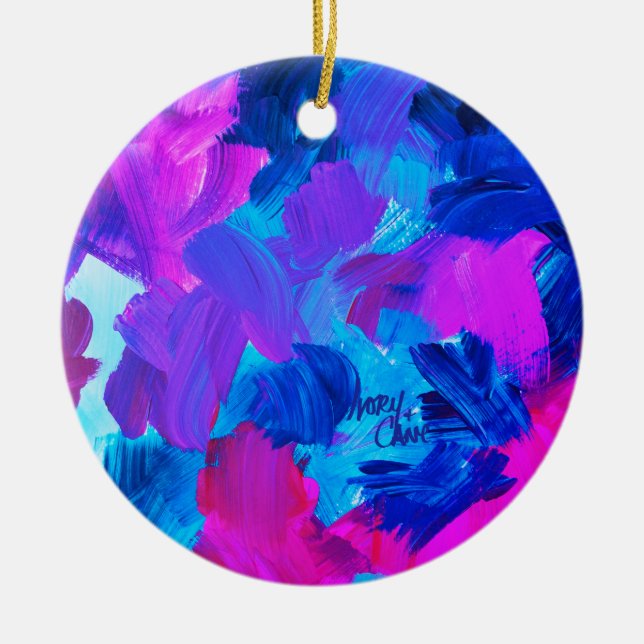 SPWW Electric Vibes Blue and Pink Ceramic Tree Decoration (Front)