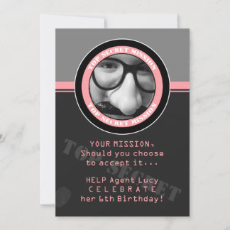 SPY Birthday Party Custom Photo Invitation