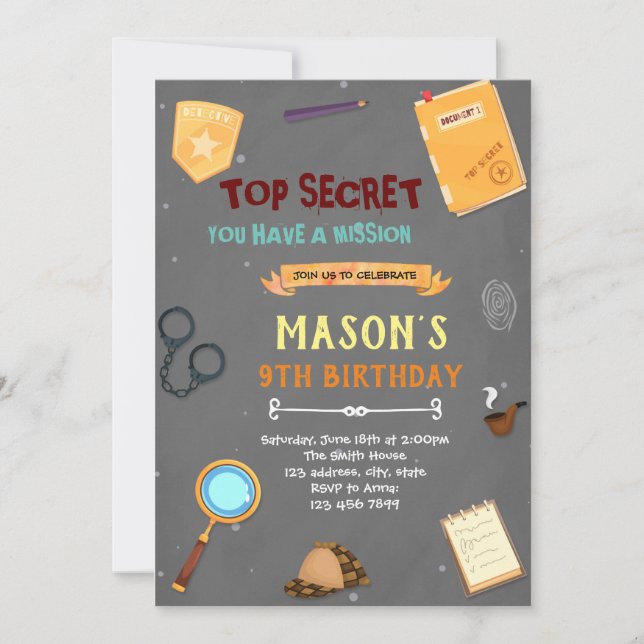 Spy birthday theme Invitation (Front)