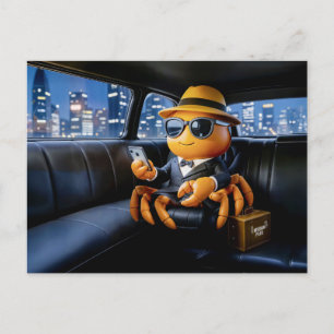 Spy Crab Riding In Stretch Limo Mission Postcard
