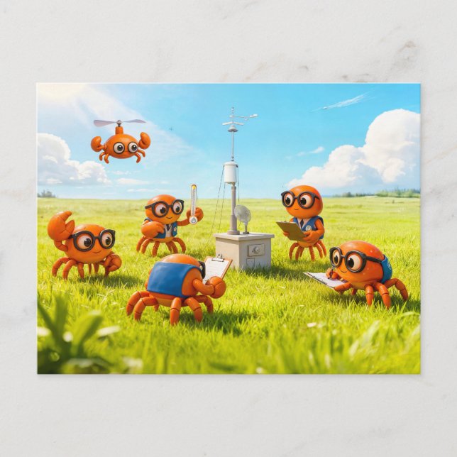 Spy Crabs Learning How Weather Station Works Postcard (Front)