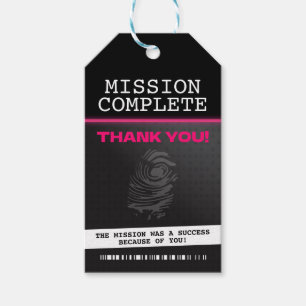 Spy Party Pink Thank You Gift Tags