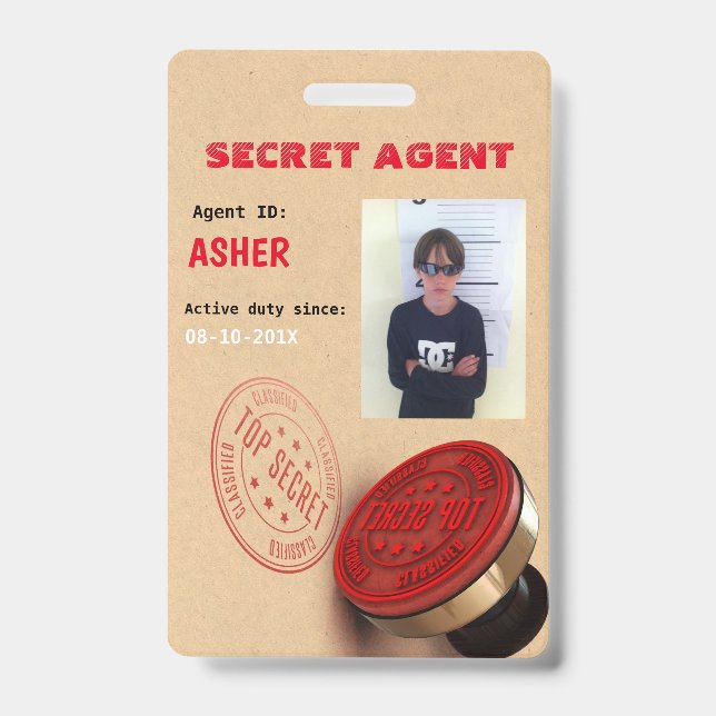 Spy Party Secret Agent Badge ID Badge (Front)