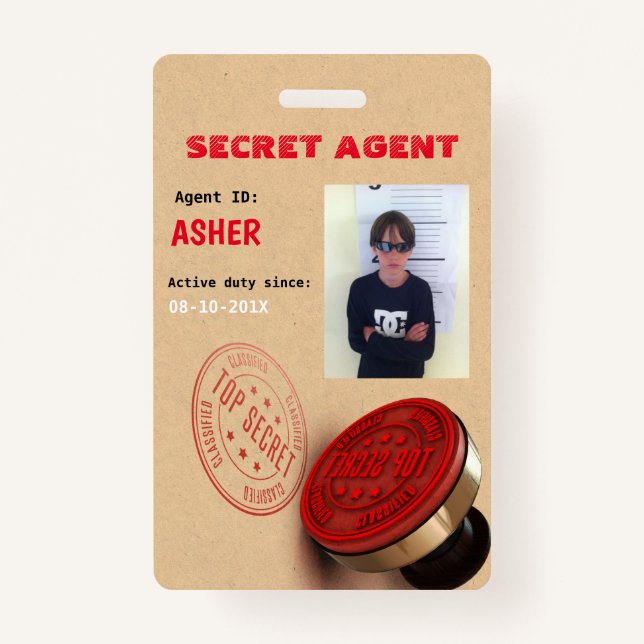 Spy Party Secret Agent Badge ID Badge (Front)