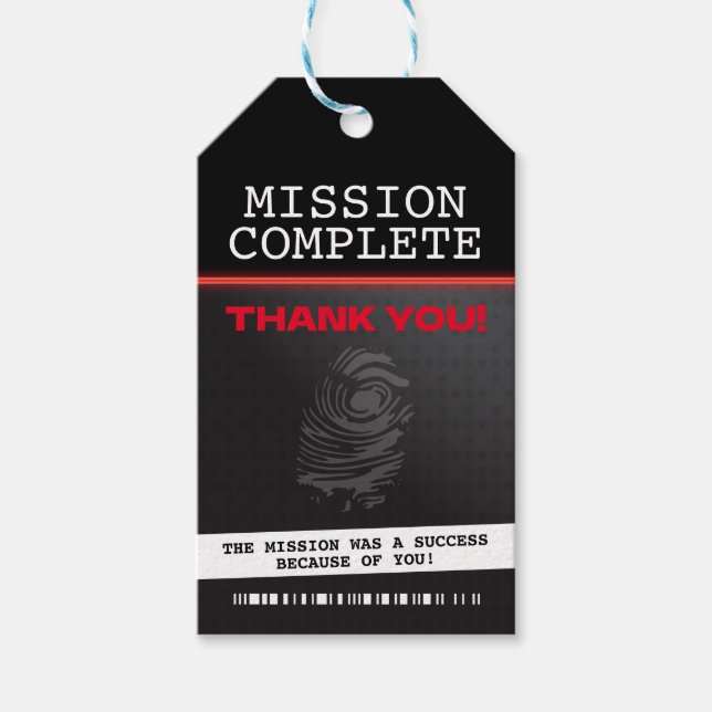 Spy Party Thank You Gift Tags (Front)