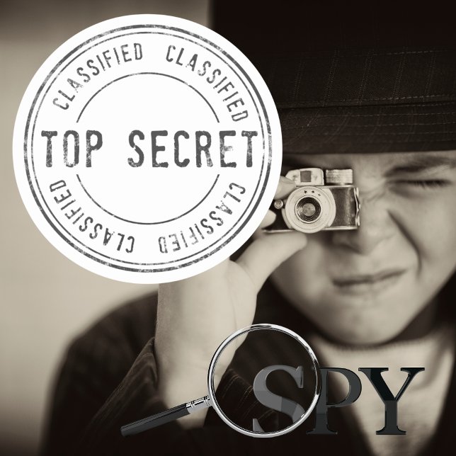 Spy Surprise Birthday Party Top Secret Classified  Classic Round Sticker (Top Secret Spy Birthday Party Classified Classic Round Sticker)