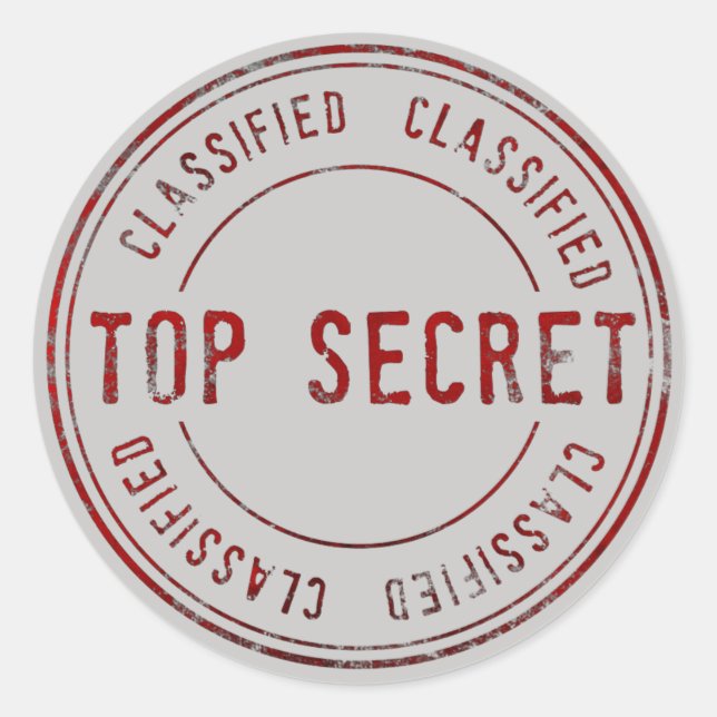 Spy Surprise Birthday Party Top Secret Classified Classic Round Sticker (Front)