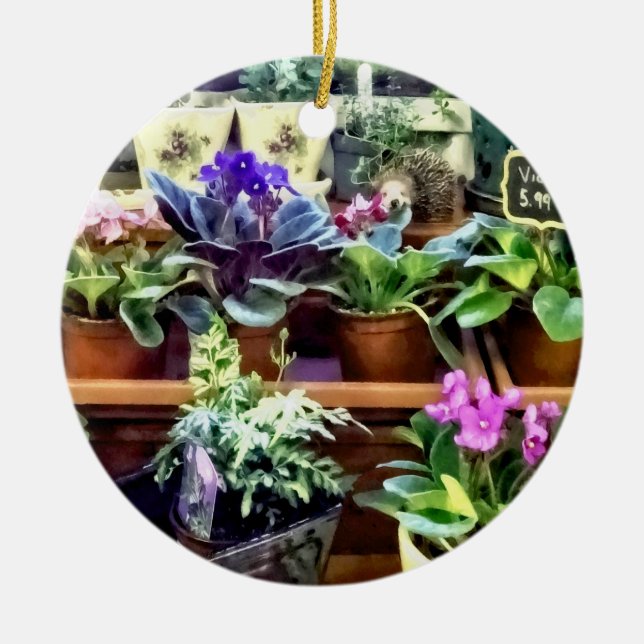 SQ_AfricanVioletsForSaleAfrican Violets For Sale Ceramic Tree Decoration (Front)