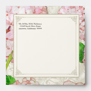 Sq Matching Envelopes Pink Hydrangea Lace Floral