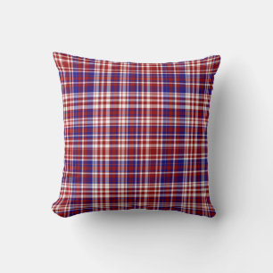 Sq.Plaid Pillow,Red-White-Blue Collection 01 Cushion