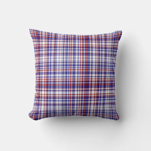 Sq.Plaid Pillow,Red-White-Blue Collection 02 Cushion