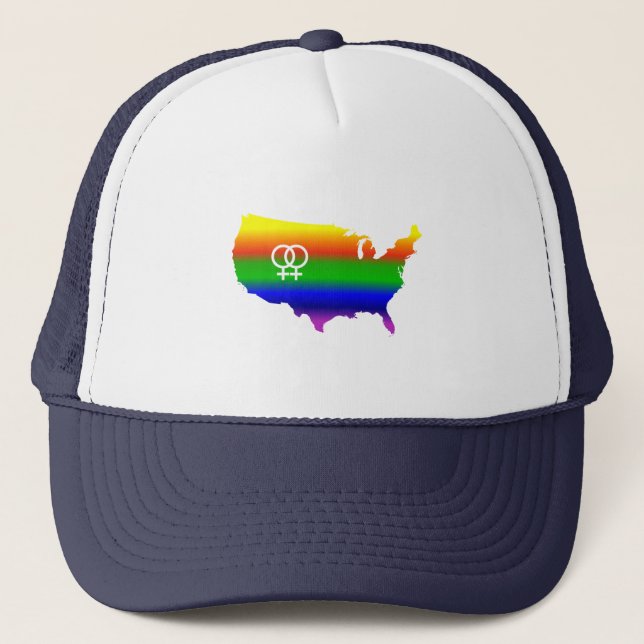 sq     rainbow 2   states lesb white.png trucker hat (Front)