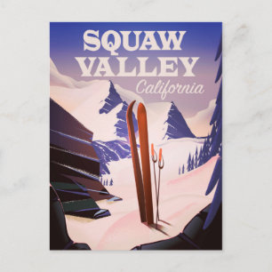 Sqaw Valley California travel poster. Postcard