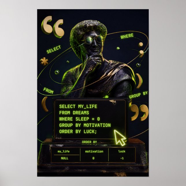 SQL Motivation Funny Programmer  Poster (Front)