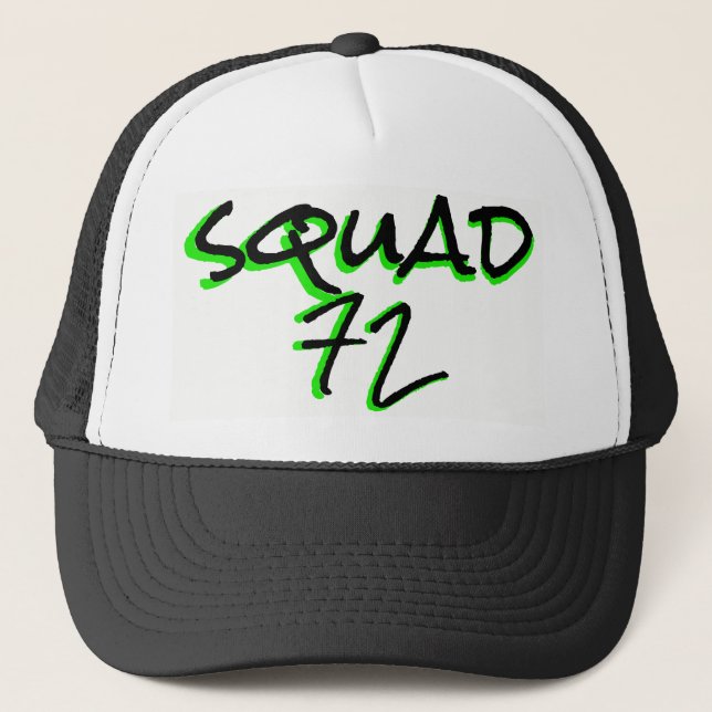 Squad72 72marketing trucker hat neon green black (Front)