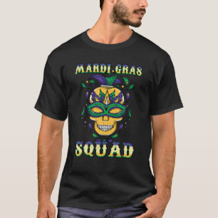 Squad 2022 Jester Mask Festival Parade Beads Mardi T-Shirt