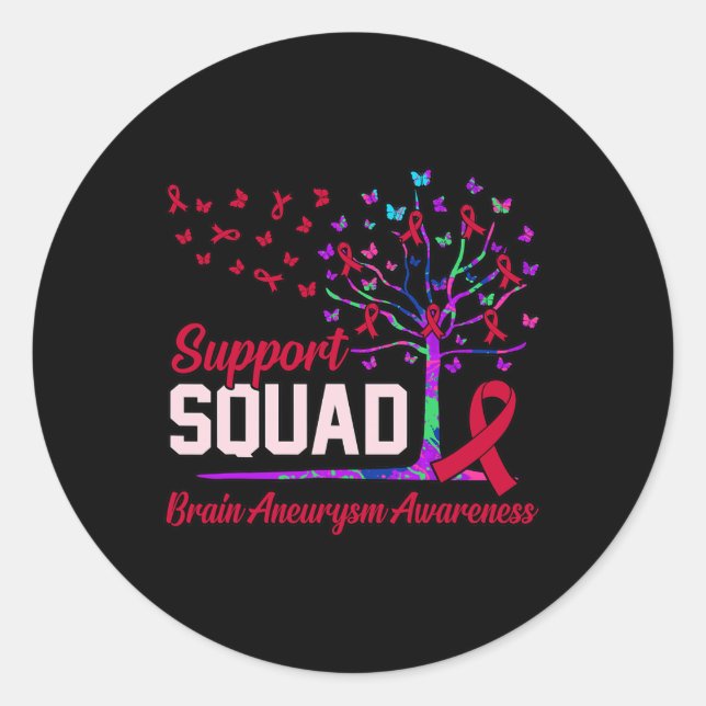 Squad Brain Aneurysm Awareness Month Support Graph Classic Round Sticker (Front)