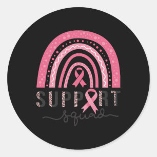 Squad Breast Cancer Awareness Leopard Pink Rainbow Classic Round Sticker