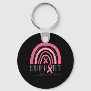 Squad Breast Cancer Awareness Leopard Pink Rainbow Key Ring