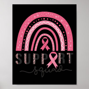 Squad Breast Cancer Awareness Leopard Pink Rainbow Poster