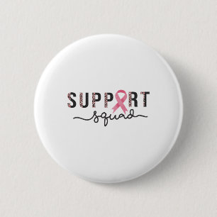 Squad Breast Cancer Awareness Leopard Pink Ribbon  6 Cm Round Badge