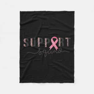 Squad Breast Cancer Awareness Leopard Pink Ribbon Fleece Blanket