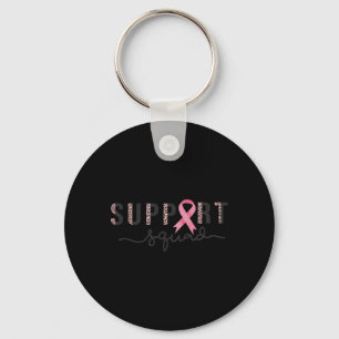 Squad Breast Cancer Awareness Leopard Pink Ribbon  Key Ring