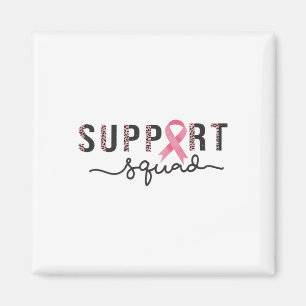 Squad Breast Cancer Awareness Leopard Pink Ribbon Magnet