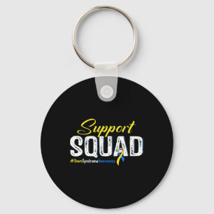 Squad Down Syndrome Awareness Blue And Yellow Ribb Key Ring