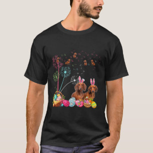 Squad Easter Couple Bunny Dachshunds Dandelions Hu T-Shirt