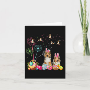 Squad Easter Couple Bunny Shelties Dandelions Hunt Card