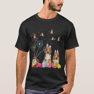 Squad Easter Couple Bunny Shelties Dandelions Hunt T-Shirt