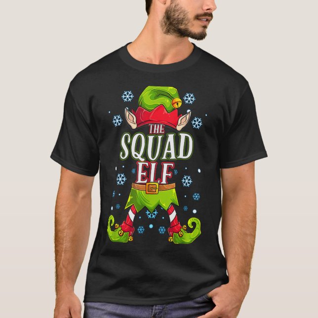 Squad Elf Matching Family Group Christmas Party  T-Shirt (Front)