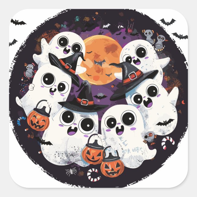 Squad Ghouls | ExDesigner | Halloween Square Sticker (Front)
