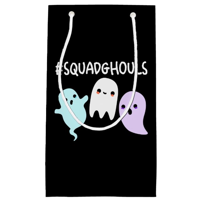 Squad Ghouls Funny Halloween Ghost Pun Dark BG Small Gift Bag (Front)