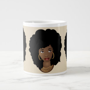 Squad Goals Black Afro Beige Large Coffee Mug