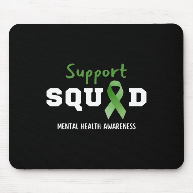Squad Mental Health Awareness Fun Green Ribbon  Mouse Mat (Front)