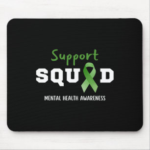 Squad Mental Health Awareness Fun Green Ribbon Mouse Mat