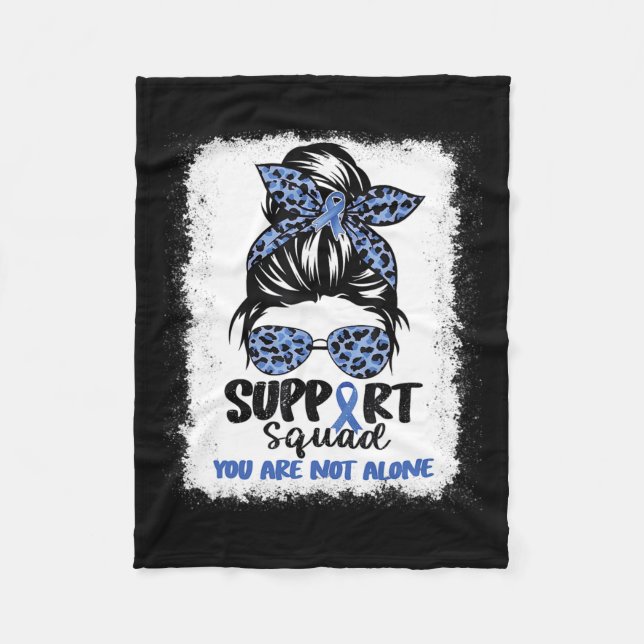 Squad Messy Bun Blue Warrior Alopecia Awareness  Fleece Blanket (Front)